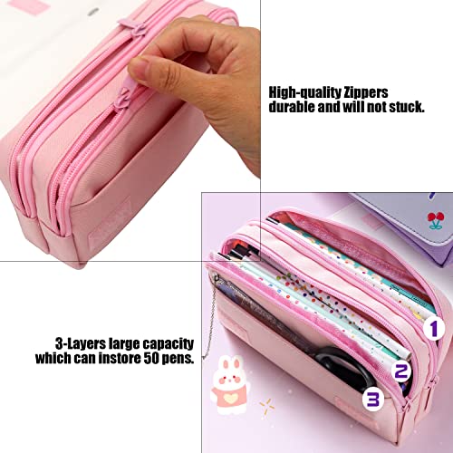 Gosytify Kids Cute Kawaii Stationery set for School Boys Girls Child Includes 1 Writing Case Box, 6 Gel Pens, 6 Pencils, Eraser (Pink)