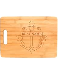 Customized Boating Gift Nautical Boat Name Anchor Personalized Big Rectangle Bamboo Cutting Board