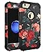 GrapCase Case for iPhone 6, iPhone 6s, Three Layer Heavy Duty Cute Beauty Flowers for Girls Women Shockproof Hybrid Case for iPhone 6/6s, Black Roses