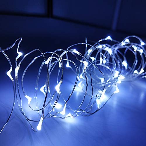 2 Pack Led String Lights, Battery Operated Fairy String Lights Led Mini String Light 50 LED 16.5ft Battery Powered Silver Wire Fairy Starry Lights for Bedroom Christmas Party Wedding Indoor Decor