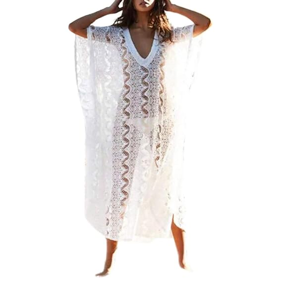 Darringls Damen Bikinis Smock Frauen Sexy Bikini Covers Durchsichtig Spitze Backless Maxi Kleid Sommer Strand Bademode