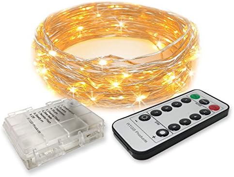 RTGS Products Indoor and Outdoor String Lights/Fairy Lights - 30 Warm White Colored LED Lights for Patio, Bedroom, Holiday Decor, etc. - Remote Control with Timer, Dimmer, and 8 Functions