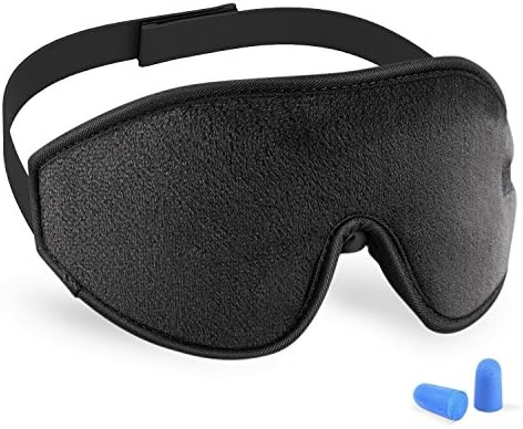 Adjustable Eye Mask Sleep Mask - Upgraded 3D Contoured Sleeping Masks - 100% Blackout Eye Shades Blindfold Eye Cover with Innovative Domed Shaped for Free Movement of The Eyes(Black)