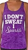 SoRock's Women's I Don't Sweat I Sparkle Burnout Tank Purple