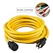 Yodotek 40FT Heavy Duty Generator Locking Power Cord NEMA L14-30P/L14-30R,4 Prong 10 Gauge SJTW Cable, 125/250V 30Amp 7500 Watts Yellow Generator Lock Extension Cord with UL Listed