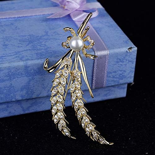 DJDG Brooch Wheat Brooch Zircon Brooch Female Pin Jewelry Brooch Pin Covered Scarves Shawl Clip