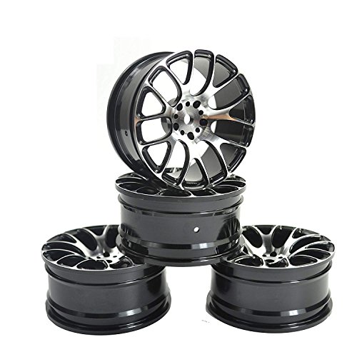 LAFEINA Aluminum Alloy Wheel Rims for 1:10 RC Drift On-Road Racing Car Touring Upgrade Parts HSP Redcat HPI Himoto Kyosho Sakura (Black)