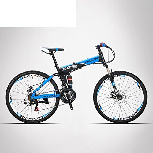 HIKING BK Travel bike 21-speed Folding mountain bike Off-road Students adult Men and women Race bike Commuter foldable bicycle Shimono shifter With Aluminium frame Disc brake-C 95x160cm(37x63inch)