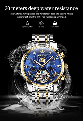 OLEVS Mens Watches Minimalist Ultra Thin Fashion Casual Analog Quartz Date Watch Waterproof Slim Simple Big Face Dress Wrist Watch with Retro Leather Band for Men