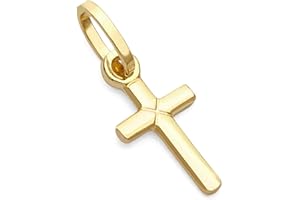 The World Jewelry Center 14k REAL Yellow OR White Gold Tiny Latin Style Cross Charm Pendant, 14K Gold, No Gemstone