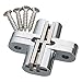 Ranbo (1 Pair) Hidden gate Hinge Stainless Steel Invisible Door Hinges Concealed Barrel Wooden Box Silver (1-3/4 inch)