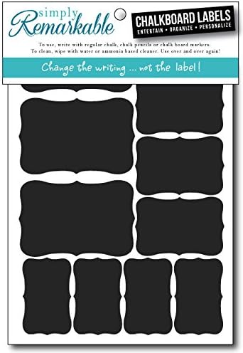 Chalkboard Labels - Rectangle Chalk Labels Removable, Rewriteable, Simply Remarkable! Organize, Personalize and Entertain Classic, long lasting Material. (Variety Fancy Rectangle)