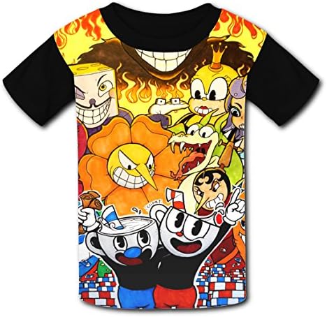 YCMK1124 Cup-hear Kids Youth Various Short Sleeve T Shirt Tee For Boys (Black)