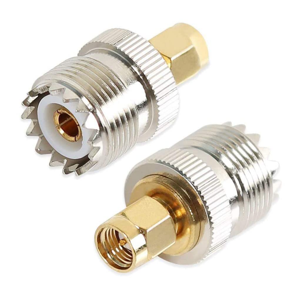 TengKo UHF Female to SMA Male Adapter RF Coax Connector SO239(PL259) Handheld Antenna PL-259 Converter Two Way Radio RF Antenna Adapter (2 Packs)