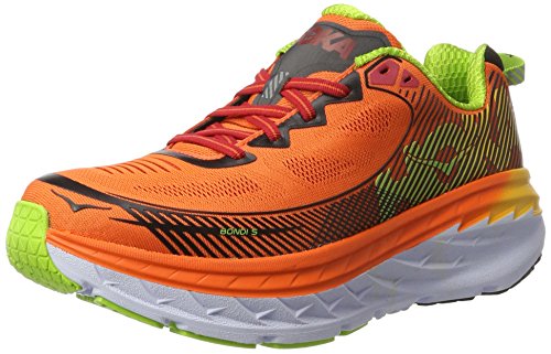 Hoka One One Mens Bondi 5 Running Shoe,  Red Orange/Gold - 10 D(M) US
