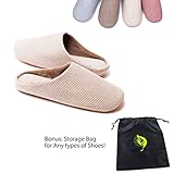 Relaxed Foot Slippers | Organic Cotton & Memory Foam | 1 Pair with Storage Bag (X-Large, Coffee)