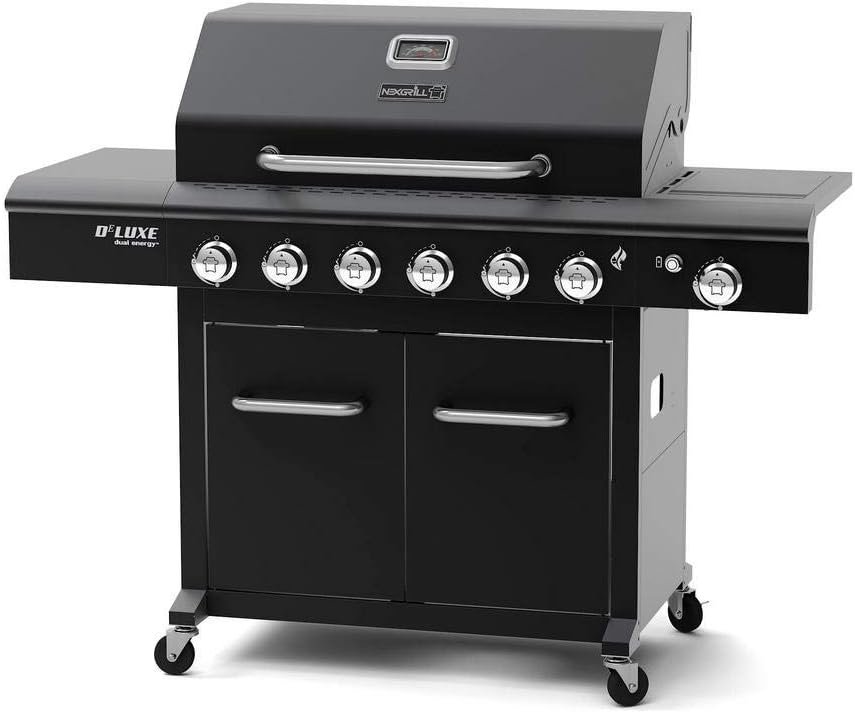 review Deluxe 6-Burner Propane Gas Grill in Black with Side Burner