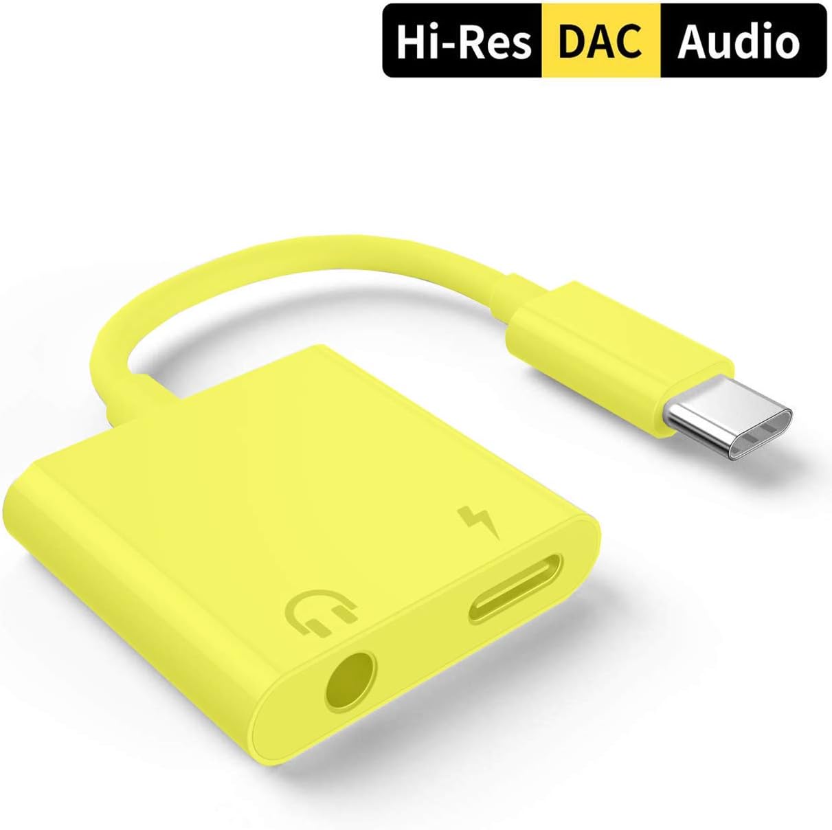 USB C to 3.5mm Headphone Jack Adapter Type C Aux Headphone Jack Stereo Adaptor Aux Splitter with DAC Chipset and PD Fast Charger for iPad Pro,Huawei P30/P20/P20 Pro,Samsung,Google Pixel-Yellow