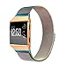 bayite For Fitbit Ionic Bands, Stainless Steel Milanese Loop Metal Replacement Strap with Unique Magnet Lock Accessories for Fitbit Ionic Small Pearlescent