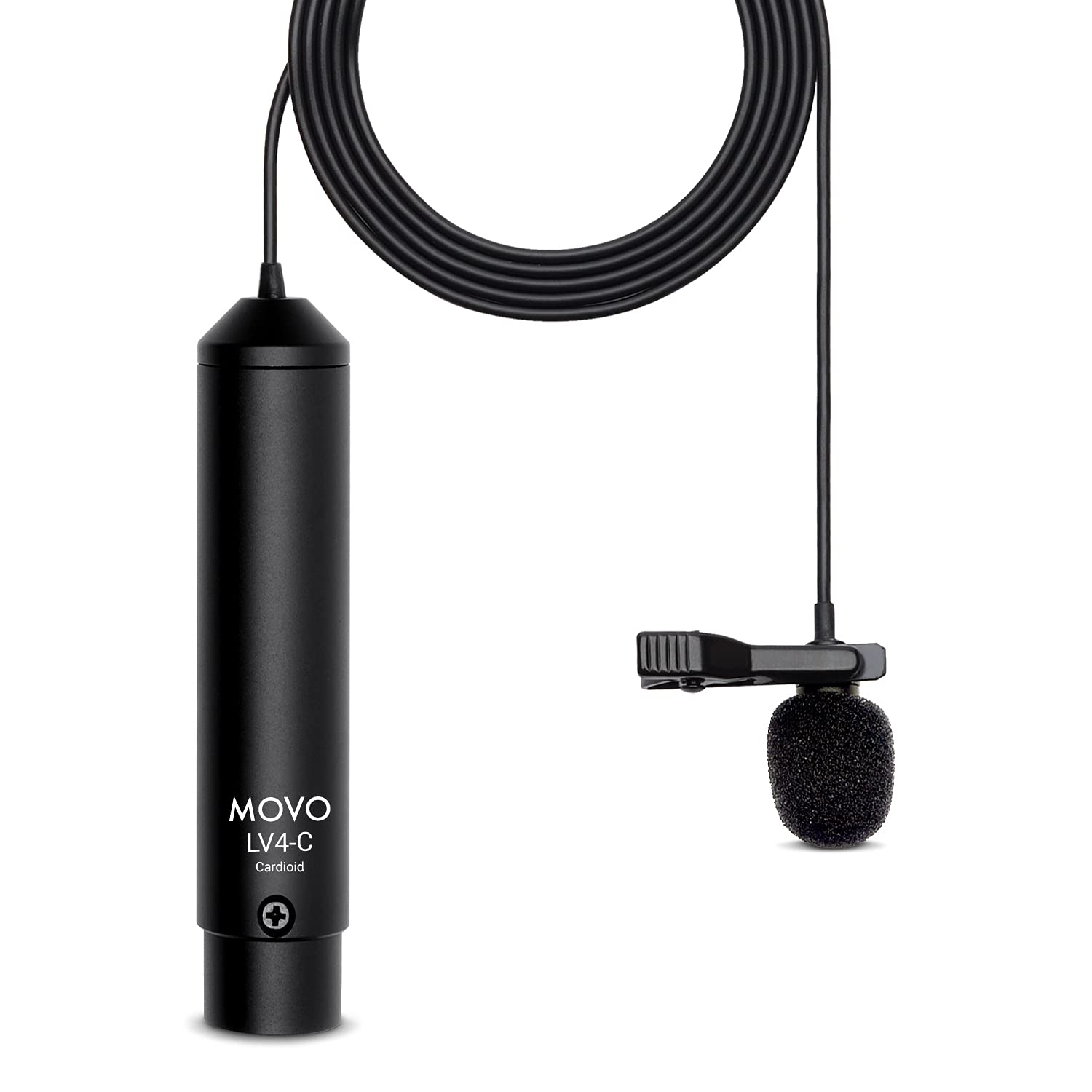 Movo LV4-C XLR Phantom Power Lavalier Cardioid Microphone, with Lapel Clip and Windscreen