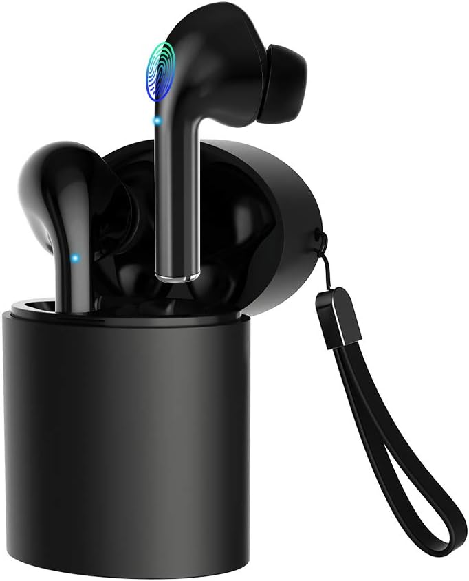 True Wireless Earbuds, Smart Touch Control Wireless Bluetooth 5.0 Headphones TWS in-Ear Headsets Built-in Microphone Noise Cancelling for iPhone Android with Charging Case Black