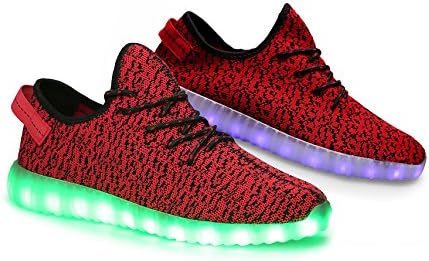 LED Shoes Mens Womens USB Charging Light Up Shoes (Red Black, 11)