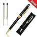 Candumy Black Ballpoint Pen Set for Men,Stainless Steel Fancy pens Twist to Open Retractable Classic Executive Business Pens with Medium 1.0mm Black Ink - 2Pack(2Pen,4Refills)