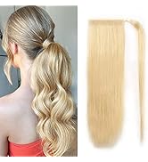 MSCOCO Ponytail Extension Human Hair #613 Blonde Clip on Ponytail Hair Extension 100% Real Remy H...
