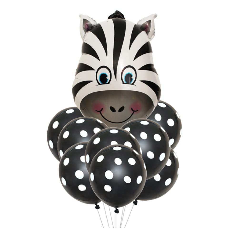 ballonfritz® Animals Safari Jungle Balloon 11 Piece Set XXL Zebra Head Balloon 65 x 45 x 20 cm as a Birthday Gift, Party Decoration or Surprise Children's Birthday Party