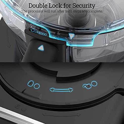 Food Processor FIMEI 12 Cup Multifunctional Food Processor- Chopper, Mixer, Knead Dough Blade, Cutting, Shredding, Slicing Attachments and 3.2L Bowl, 3 Speeds Plus Pulse