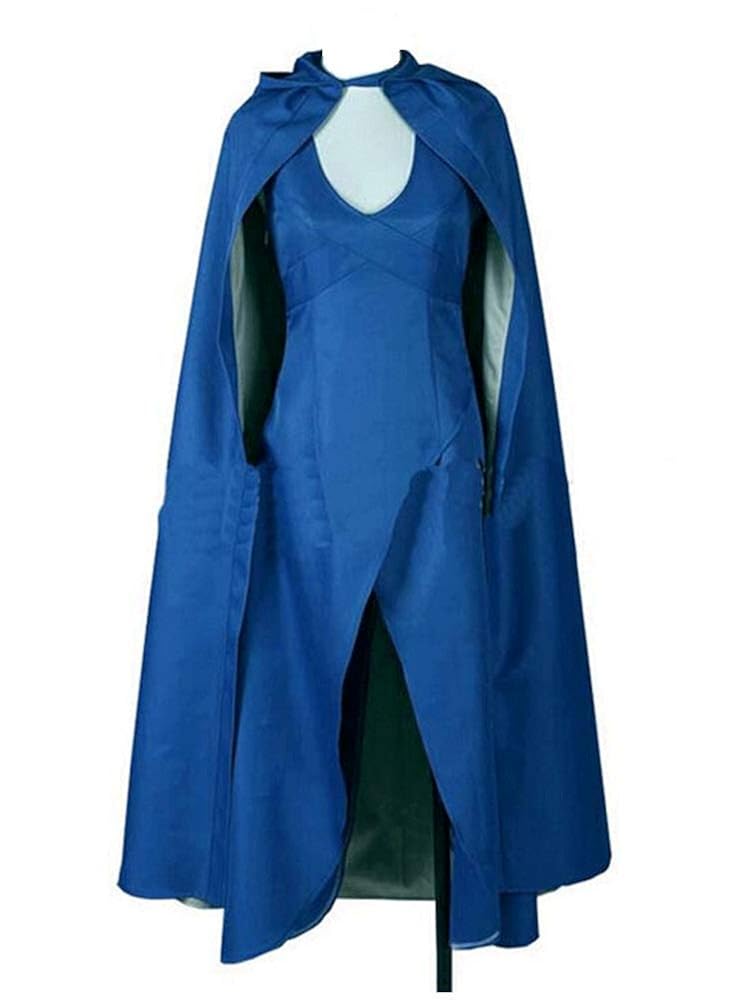 551 - Game of Thrones Daenerys Targaryen Cosplay Blue Dress with Cloak