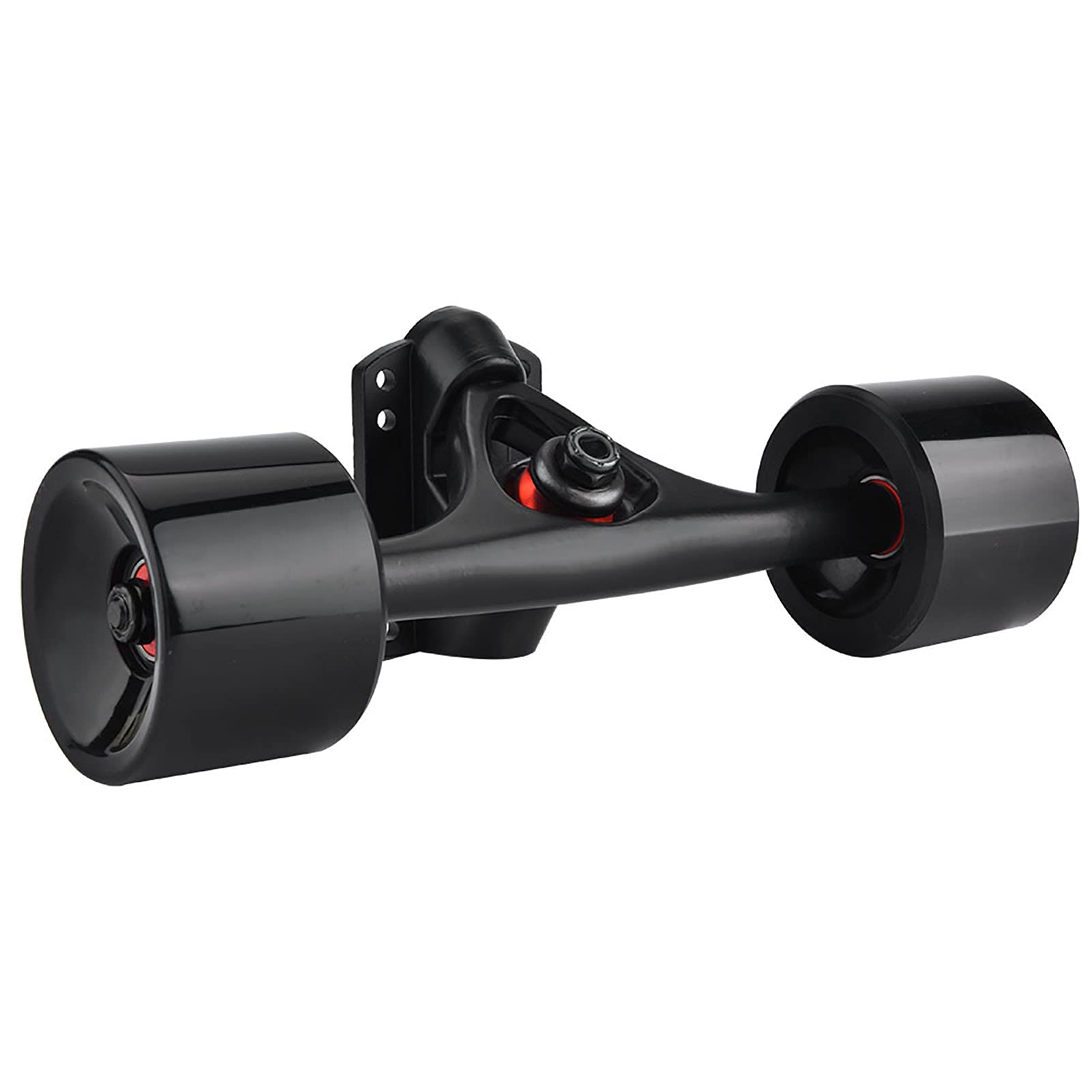 Demeras 2Pcs/set Skateboard Truck Combo Set, Longboard Skates Skateboard Trucks with 4Pcs Skate Wheel Riser Pad Bearing Hardware Accessory(Black wheel)