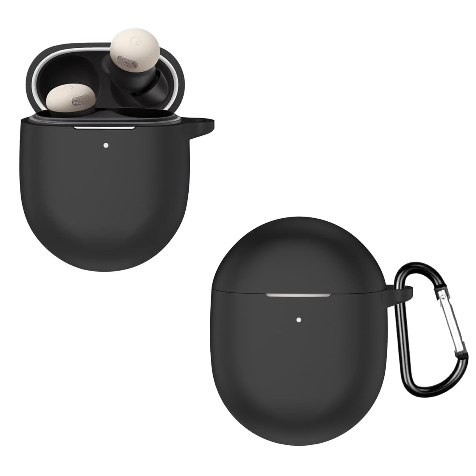KZIOACSH Silicone Case for Google Pixel Buds PRO 2, Ultra Slim Anti-Scratch Anti-Lost Protective Earbuds Case Lightweight Washable Sumdge-Proof Earphone Skin Cover with Carabiner, Black