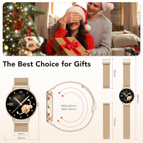 Smart Watch for Women, 1.27'' AMOLED Round Screen, Support Bluetooth Calling (Answer/Make Calls), Ladies Smart Watch with Heart Rate/Sleep Monitor, 120+ Sports Mode, IP68 Waterproof (Rose Gold)