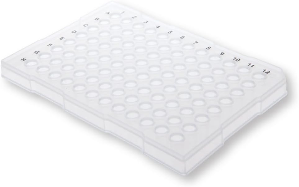 96-Well Semi-Skirted PCR Plate, Raised Rim, Natural, 25 Plates/Unit