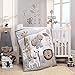 Lambs & Ivy Jungle Safari 100% Cotton White/Gray Elephant/Lion Fitted Crib Sheet