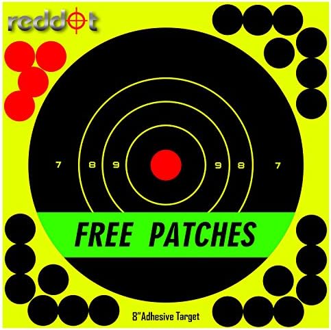 Reddot Shooting Targets - 8 inch Splatter Adhesive Reactive Paper Targets for Gun Rifle Pistol AirSoft BB Gun Pellet Gun Air Rifle (50 Pack)