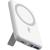 AOGUERBE for Mag-Safe Portable Charger, 10000mAh Magnetic Power Bank 22.5W Fast Charging,Mini Battery Pack Wireless with LED Display&Foldable Stand for iPhone 17/16/15/14/13/12 Series (Polar White)
