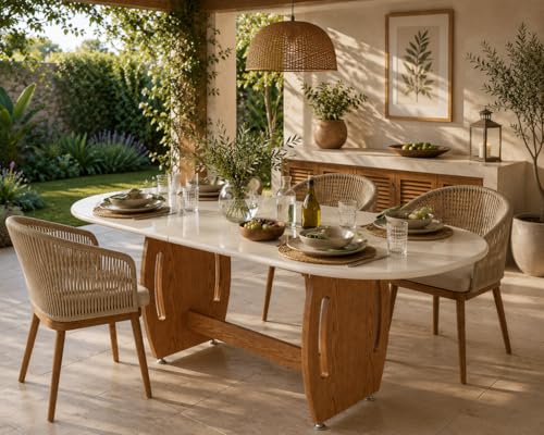 Mesa de Jantar Oval 1,37x90 cm 4 E 6 Lugares Em MDF/MDP