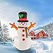 TCP Global Christmas Masters 5 Foot Inflatable Snowman with Top Hat and Scarf LED Lights Indoor Outdoor Yard Lawn Decoration - Fork Tree Branch Hands - Cute Fun Xmas Holiday Blow Up Party Display