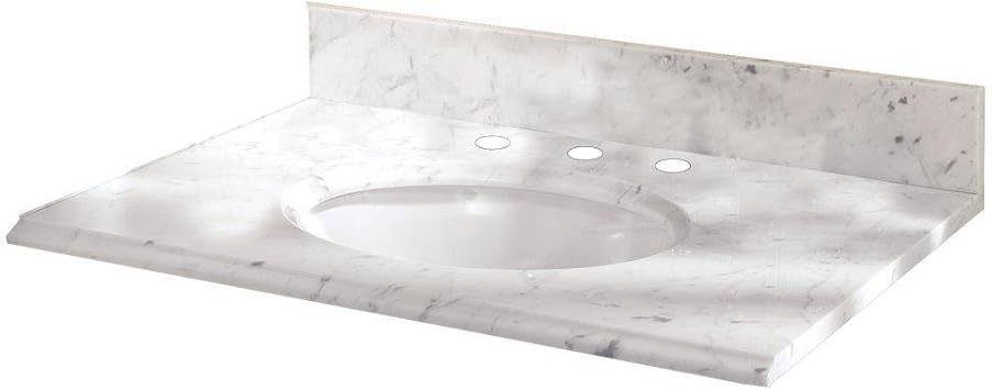 Pegasus 31 In W Marble Vanity Top With White Basin And 8 In
