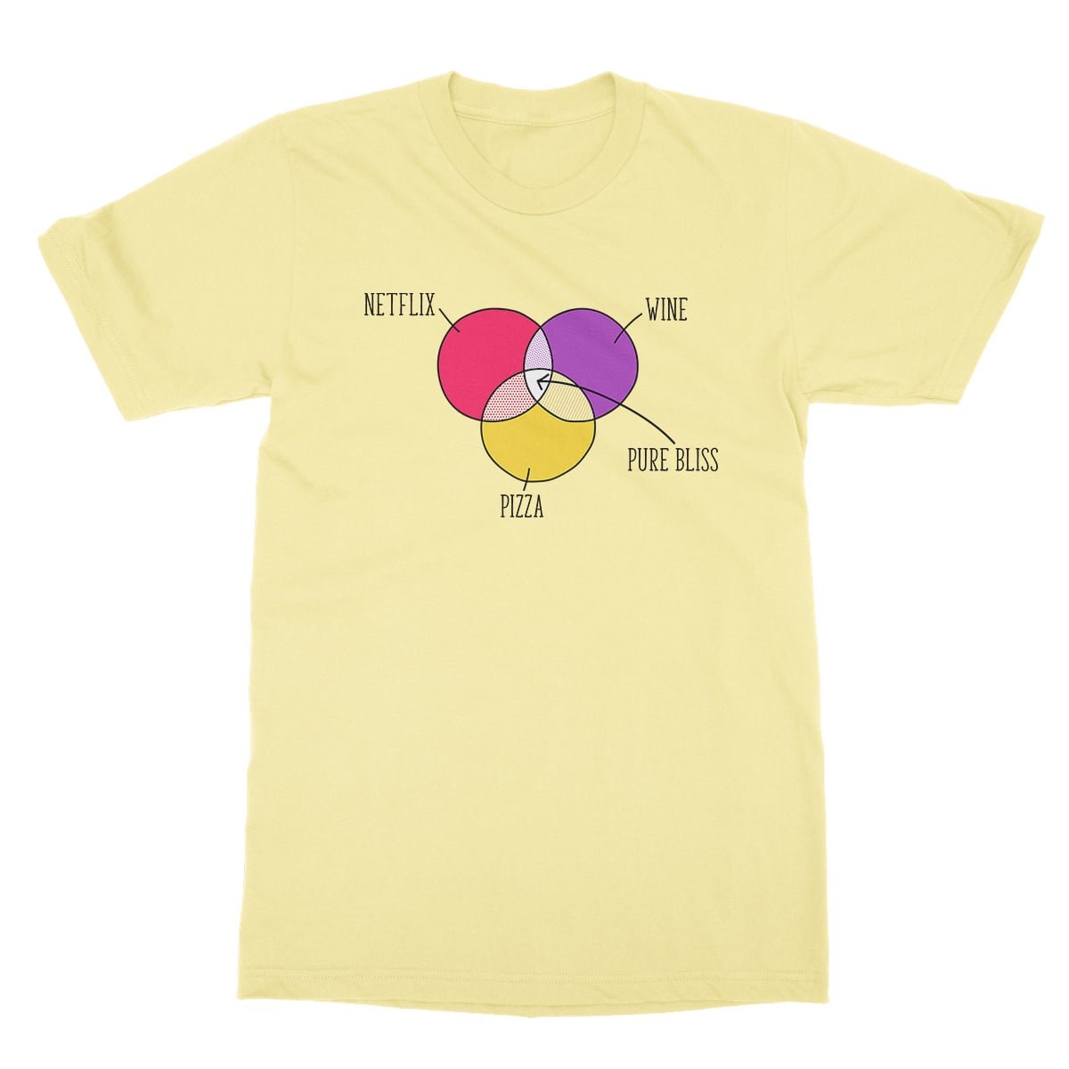 Kind Is Kind Pure Bliss S T Shirt Chill Pizza Wine Venn Diagram Tee
