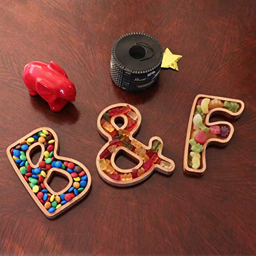 Wooden Letter E Candy Dish, Monogram Nut Bowl, Snack, Cookie, Cracker Serving Plate, Decorative Display, Home Accessory, Unique Gift Idea, for Date, Baby Shower, Birthday Party, Small Size