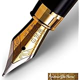 Antonio Da Parra(R) Fountain Pen Calligraphy Writing Set Case - Premium Quality - 100% Handcrafted Bamboo Vintage Collection with Ink Refill Converter - Gold Medium Nib