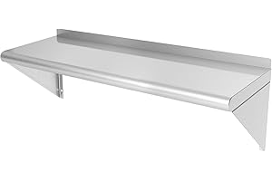 JOPHUN Stainless Steel Wall Mount Shelf 12" x 36", NSF Commercial Floating Shelving for Restaurant, Kitchen, Home Kitchen, Hotle