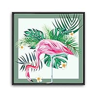 Framed Canvas Wall Art Leaves, Birds, Abstracts Canvas Prints Home Artwork Decoration for Living Room, Bedroom - 16x16 inches