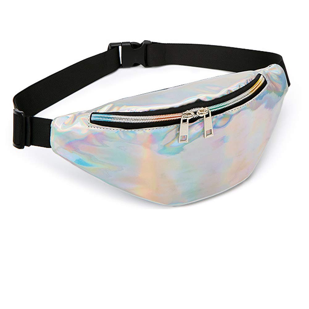 Ladies Fashionable Fanny Pack Belt Bag, Waterproof Waist Bags With Adjustable Belt For Women Men Workout, Running P02, Silver,