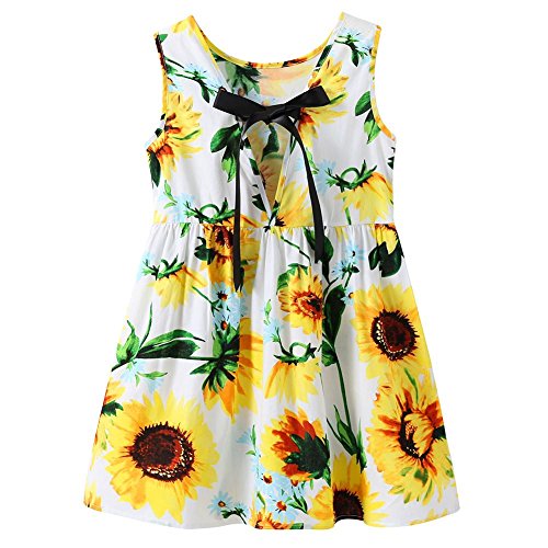 Chinatera Little Girls Sunflower Tutu Dress Toddler Girl One Piece Sleeveless Beachwear Outfit for Summer (1-2T)