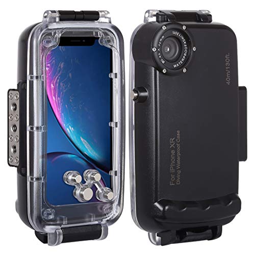HAWELL iPhone XR Diving Case, Professional [40m/130ft] Surfing Swimming Snorkeling Photo Video Waterproof Protective Case Underwater Housing for iPhone with Lanyard (iPhone XR Black)