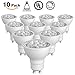 (10-Pack, Daylight) Sunthin 6.5W GU10 Led Bulb, Dimmable, 60w Equivalent, Recessed Lighting, GU10 LED, LED spotlight, 500lm, 38°